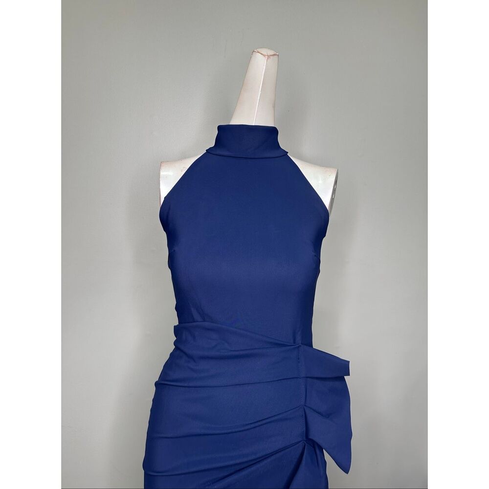 Chiara Boni La Petite Robe Halter Ruffle Midi Dress in Blue Notte US 2 $695 - Picture 8 of 14
